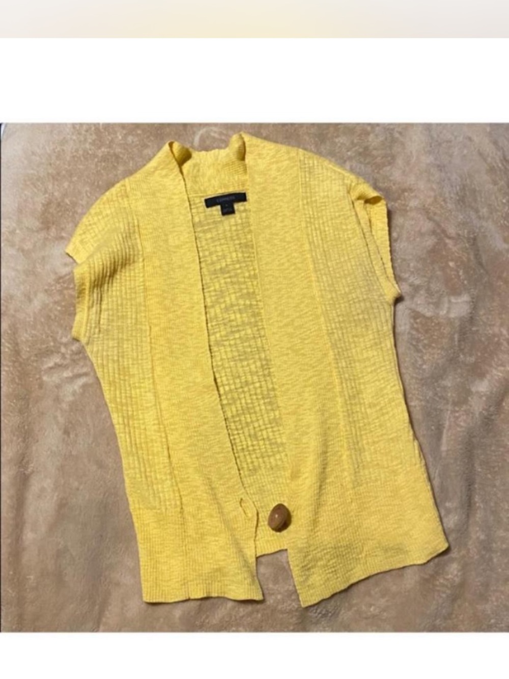 Express Short-Sleeve Open Front Cardigan in Sunny Yellow Sz S